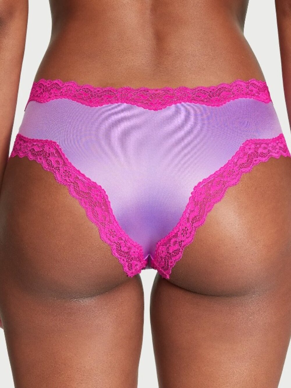 Victoria's Secret TEASE Satin and Lace Purple Size L Cheeky Panty